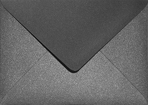 Netuno 25 Kuverts Perlmutt-Schwarz DIN B6 12,5x17,5 cm metallisch und edel | 120g Aster Metallic Black · elegante festliche schwarze Briefumschläge für Gala, Jubiläum & Einladungen