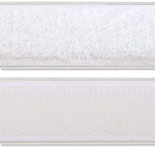 Interdeco Pilzband mit Flauschband (Klettband-Set) Weiß, 20 mm selbstklebend für Gardinen u. Raffrollos, 3 Meter