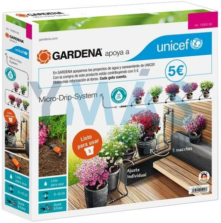 GARDENA 13000-56 - Set de Kit de Inicio Micro Drip System para Macetas Kit en Acción con ; UNICEF