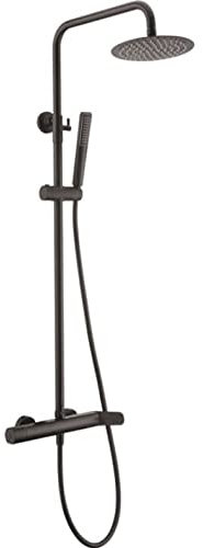 IMEX - Columna de ducha, Conjunto monomando barra de baño - Serie Dinamarca Negro Mate - BDR031/NG