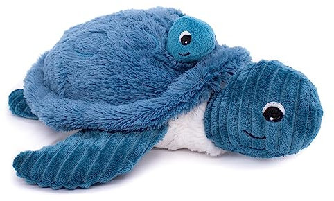 LES DÉGLINGOS PTIPOTOS by SAUVENOU Tortue Maman/Bebe Bleu - Peluche bébé Toute Douce - Idée Cadeau de Naissance - 29cm, Bleue