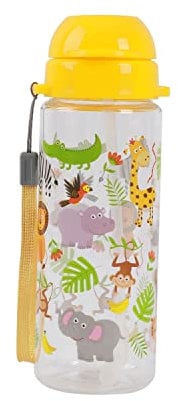 IDRINK® - Borraccia da 400 ml, motivo per bambini, con cannuccia (ANIMALS)