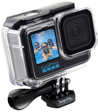 Suptig Custodia protettiva impermeabile Custodia subacquea custodia subacquea per GoPro Hero 12 Hero 11 Black Hero 10 Black Hero 9 Nero Impermeabile 50 meter