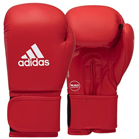 adidas AIBA Boxhandschuhe mit Klettverschluss für Training, Stanzen und Boxen - für Damen und Herren (10 oz, Rot)