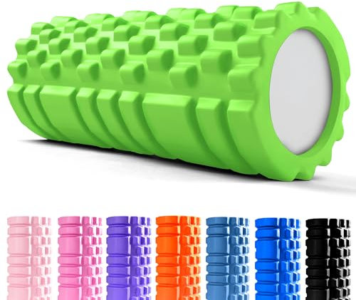 unycos - Faszienrolle (33x14 cm), Fitness-Rolle mit 3D Texturmassage und 50 Übungen E-Book, Hartschaumrolle zur Selbstmassage, Belastbar 130 kg, Massagerolle für Funktionales Training (Grün)