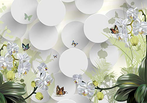 wandmotiv24 Fototapete Lilien Schmetterling, 400 x 280 cm - selbstklebende Strukturtapete, Wanddeko, Wandbild, Wandtapete, 3D, Effekt, Blumen M4339