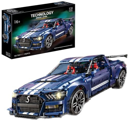 Technik Auto für Forde Mustang Shelby GT500, 1:10 Groß Automodell Bausatz, 2814 Teile Klemmbausteine Auto MOC Set