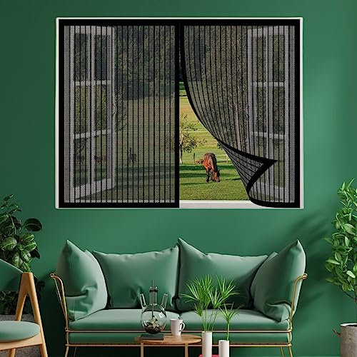 Fensternetz Fliegengitternetze 290 x 225 cm Moskitonetz für Fenster Fenster-Fliegengitter Ohne Bohren für AußenFensteren, Kinderzimmer, BalkonFensteren, Schwarz