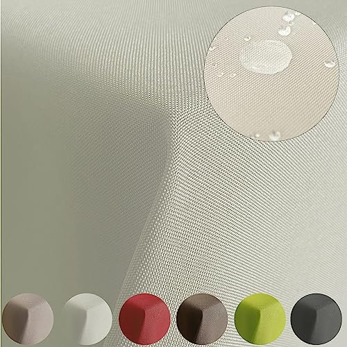 Tischdecke Gartentischdecke mit Lotuseffekt Outdoor Tafeldecke wasserabweisend Tischtuch RUND OVAL ECKIG Rechteckig (Champagner, 130x220cm)
