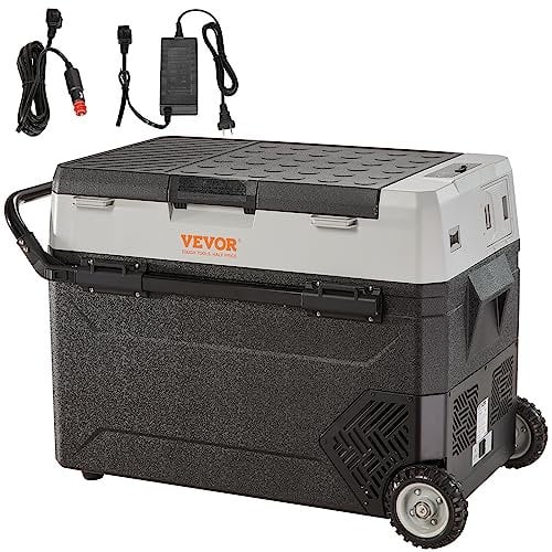 VEVOR 38 L Kühlbox 12/24 V Tragbarer Kühlschrank, Elektrische Gefrierbox Klein Gefrierschrank -20~10 ℃, Elektrische Kompressor Kühlbox 820 x 470 x 440 mm für Auto, Camping, Lkw, Boot usw.