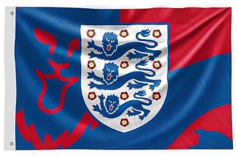 ONE BEST DEAL 5ft x 3ft England FA Football World Cup European Lion Three Lions Crest Giant Supporters Flag | Polyester Material Supporters Flag