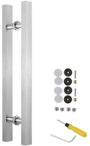 Maniglia per Porta Push Pull a Doppia Faccia con Accessori, Maniglia per cancello Scorrevole per fienile/Ufficio/Vetro/Porta d'ingresso, Set Maniglia antiruggine, Lunghezza 50 60 80 120 cm (