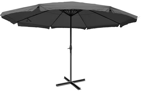 Sombrilla para jardín, terraza, Ø 5 m, poliéster, aluminio, 28 kg, antracita sin patas de sombrilla 04_0003869