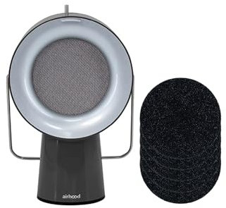 AirHood Wireless Tragbarer Küchenluftreiniger | Der erste mobile Küchenluftreiniger mit Aktivkohlefiltern und Edelstahl-Ölfilter – keine Installation erforderlich, leicht zu reinigen – Space Black