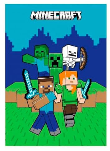 Couverture Plaid douce et chaude 100 x 140 cm pour enfants, polaire avec impression (pour MINECRAFT)