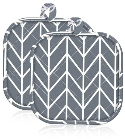 EIHI 2 Stück Baumwolle Topflappen, 18x18 cm, Grau