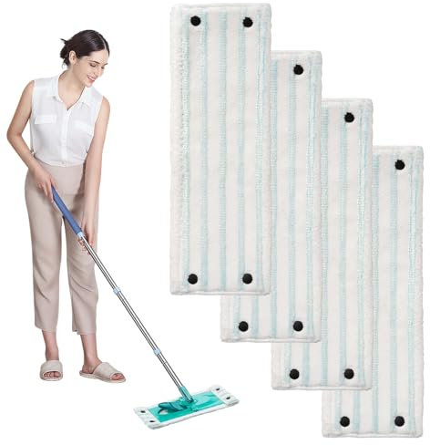 Ersatz-Wischbezüge, 4 Stück Wischmopp Bezug für Leifheit Clean Twist M Micro Duo Bodenwischer Ersatzbezug Mikrofasern 33x15cm Set, Ersatz Zubehör für Leifheit Floor Wischbezug