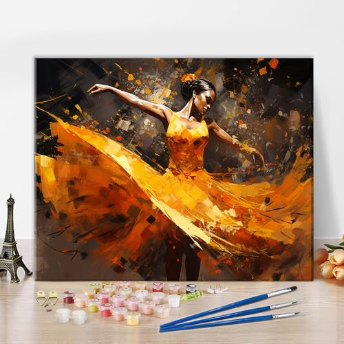 TISHIRON DIY Frau Malen Nach Zahlen Erwachsene und Kinder Anfänger Gemälde inklusive Pinsel und Acrylfarben für rwachsene Kunsthandwerk Kindertag Geschenk 40x50cm Rahmenlos