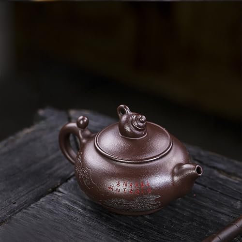 Handmade Zisha Teapot, Chinese Yixing Purple Copper Clay Tea Pot 250cc,Chinese Kungfu Brew Infuser Loose Leaf Tea