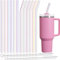 NiHome 12er-Pack Irisierende Glas-Trinkhalme, passend für 40 oz Stanley Tumbler, 30,5 cm, 6 gerade & 6 gebogene Halme mit 2 Reinigungsbürsten