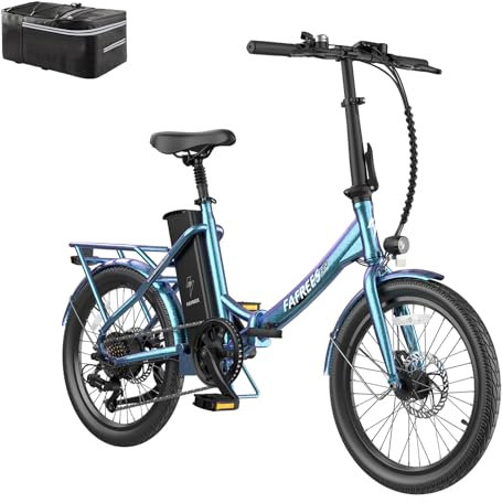 Fafrees [ Offiziell F20 Lasting E-Bike Herren 20 Zoll mit Akku 36V 18,2Ah bis 120KM, Elektrofahrrad Damen 250W, Ebike Mountainbike 25KM/H, E Klappfahrrad Erwachsene 120KG Gehhilfe (Aurorablau)
