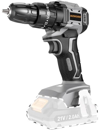 AKZWOXRO 21V Akkuschrauber Gehäuse(20+3 Drehmomentstufen), Bürstenloser Motor, ohne Akku und Ladegerät, Grau