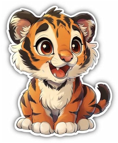 Samunshi® Süßer Kawaii Tiger als Sticker Anime Wohnmobil Animal Aufkleber für Motorrad Fahrrad Roller oder Camper Camping Wohnwagen Mountainbike Comic Cartoon Retro 16x20cm