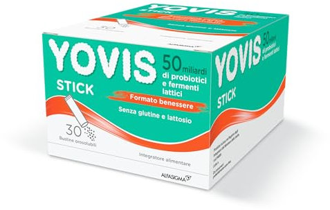Yovis Stick, Probiotici per il Benessere Intestinale, 50 Miliardi di Fermenti Lattici Vivi, Senza Glutilne e Lattosio, 30 Bustine Orosolubili