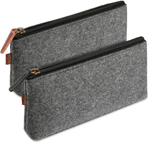 2 Stück Kosmetiktasche Filz, Filzmäppchen, Multifunktions Federmäppchen, Briefpapier Beutel Kosmetiktasche mit Reißverschluss, für Stifte Bleistifte Leuchtmarker Andere Büro Schulbedarf