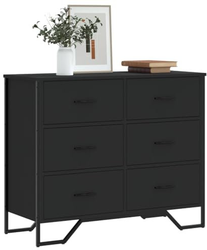 ZEYUAN Kommode Schwarz 91x35,5x74,5 cm Holzwerkstoff, Kommoden & Sideboards, Komodenschrank, Sideboard Schlafzimmer, Schlafzimmermöbel - 3295302