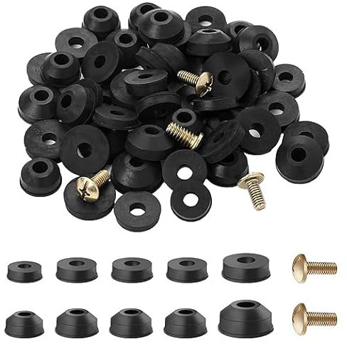 Junta de goma redonda, 60 unidades, arandelas de goma, juego de juntas planas de goma, diámetro de 1/4 pulgadas y 3/8 pulgadas, grifo para reparar grifos con fugas para reemplazar juntas desgastadas