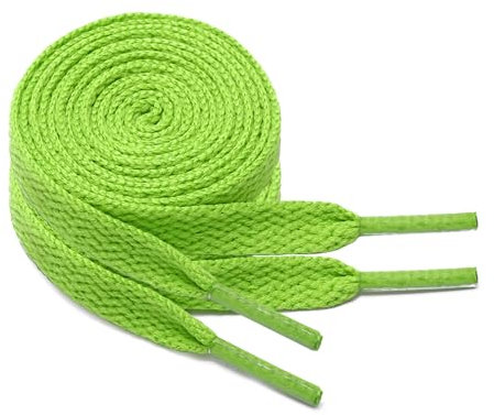 GOODSALEOK 2 Paia Di Lacci Scarpe Da 8mm Per Sneakers Stringhe Scarpe Piatti Ideato Per Le Scarpe Casual Per Bambini E Adulti Verde Mela-120CM