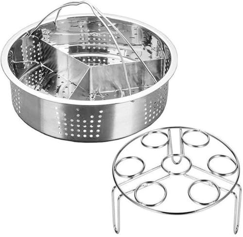 Muteitt Stainless Steel Steamer Basket with Egg Steam Rack Trivet Air Fryer Rack Compatible with Instant Pot and Electric Pressure Cooker
