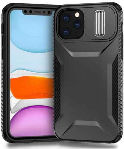 Yerebel Case for iPhone 11 Pro Case with Slide Camera Cover, Military Grade Non-Slip Heavy Duty Rugged Shockproof Protective Phone Cover for iPhone 11 Pro Black