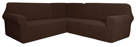 SXZAGZR Couch Bezug, Ecksofa überzug, L-Form Sofahusse, 3 Stücke Sofabezug Ecksofa, Sofa Cover, Rutschfester Couch überzug, Sofahusse Schutz Für Wohnzimmer (Braun,7 Sitzer)