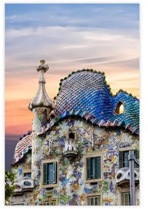 Gaudi Fassaden-Poster, Leinwand, Poster, Schlafzimmer, Dekoration, Landschaft, Büro, Raumdekoration, Geschenk, ungerahmt: 60 x 90 cm