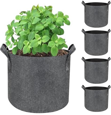 WANDGU Lot de 5 Sacs de Plantation de 20 L : Sacs de Plantation avec poignées, Sacs de plantatio n en Tissu Non tissé, Pots en Tissu épais Robuste pour Pommes de Terre, tomates et Fraises