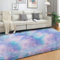 SOANNY Hochflor Wohnzimmer Teppich, Waschbar Anti-Rutsch & Flauschig, Tie-Dye Langflor Teppiche für Schlafzimmer & Kinderzimmer, Bettvorleger Matte, 120 x 180 cm, Türkis Lila