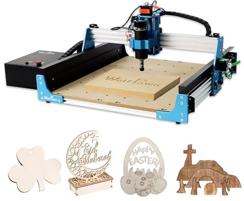 WolfPawn CNC Router Machine 4040 pro All Metal 3 Axis with Steel Wheel Engraver Milling Machine 500W Fast Speed for Wood Metal Acrylic MDF Nylon Carving, Working Area 400X400X75mm