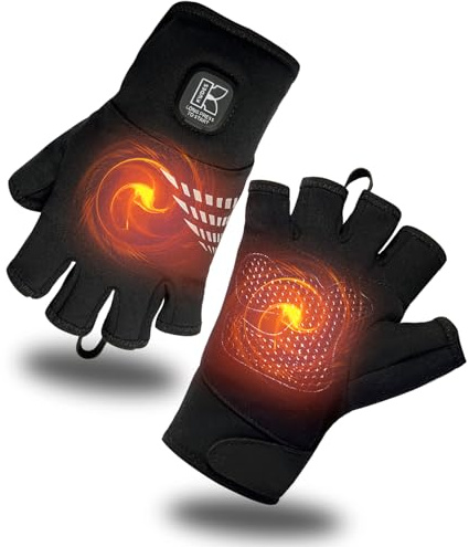Kivdes Heated Gloves Fingerless for Women Man Rechargeable Electric Touchscreen Wearable cold Winter Work Arthritis pain relief Hand Warmers Hot Compress Reusable