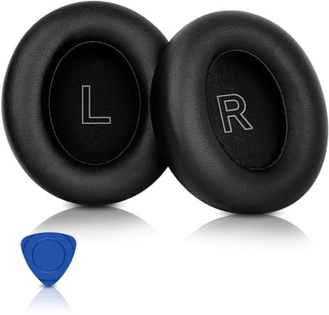ELZO Cuscinetti Auricolari Di Ricambio Per Anker Soundcore Life Q30 Q35 Cuffie Senza Fili, Pelle Premium più Morbida, Cuscinetti Con Morbida Pelle Proteica, Schiuma ad Alta Densità, Nero