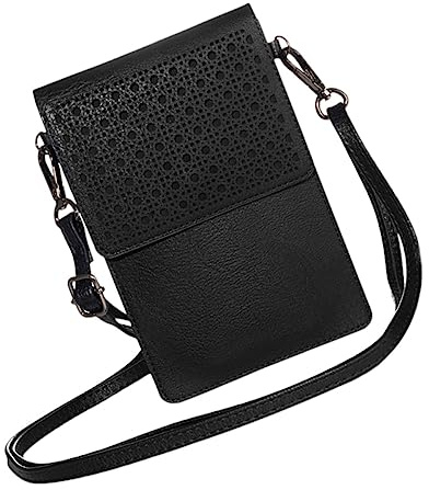 UKCOCO 1pezzi Borsa per Telefono in Pelle Pu Fessura per Carte e Finestra Trasparente Capiente per Cellulari Carte Denaro Ecc Classica e Versatile