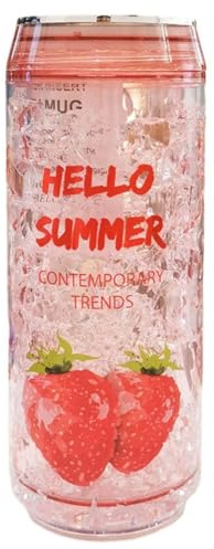 Cute Water Bottles with Lid, Double Walled Cups Summer Ice Water Cup Travel Tumbler Ice Water Bottle Reusable Water Cup for School Office Outdoor Sports