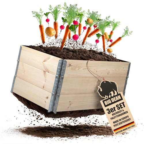 3 Stück Hochbeet für Garten Holz Beet Hochbeete-Kit Palettenrahmen 120x80cm