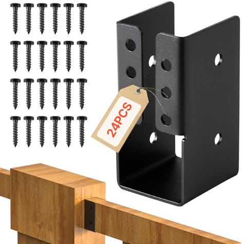 VEVOR Sabot Charpente, Lot de 24, Support de Solive de 4,9x9,2 cm, Étriers de Solive Dissimulés avec Vis, Supports de Fixation Légers pour Soutien Renforcée de Balançoires, Clôtures, Toboggans en Bois