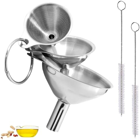 3-Piece Stainless Steel Kitchen Funnel Set for Precise Liquid Transfer - Ideal for Bottles, Containers, and More (1.77, 2.2, 2.95)