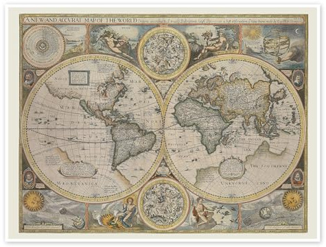 Posterlounge Antike Karte der Welt, 1626 Poster | 120 x 90 cm Beige Wandbilder Wanddeko