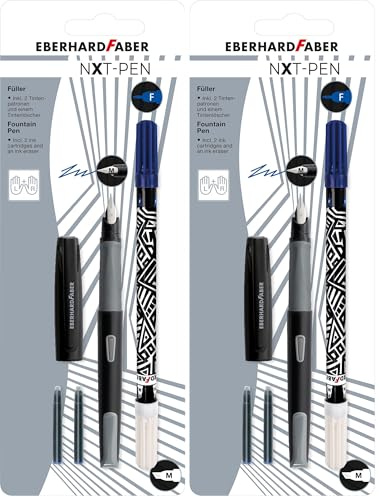 Eberhard Faber 551002 - Schreibset mit Füller, Tintenkiller und Tintenpatronen, Set NXT-PEN grau/schwarz (Packung mit 2)