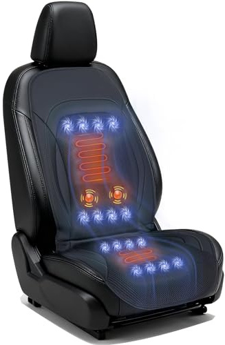 VLFLG 3-in-1 Car Seat Cushion with Massage & Dual-Mode Climate Control, 16 Fans Ventilated Cooling, 12V Front Seat Cover for All Seasons – Car, SUV, Truck (Warm&Cooling&Massage-2)