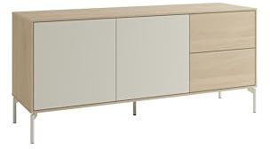 Schöner Wohnen Kollektion Sideboard LABOE/Eichefarbig Bianco hell, seidengrau/Push-to-Open Funktion/variabel montierbare Metallfüße/Kommode/Anrichte/B 149, H 67, T 41 cm